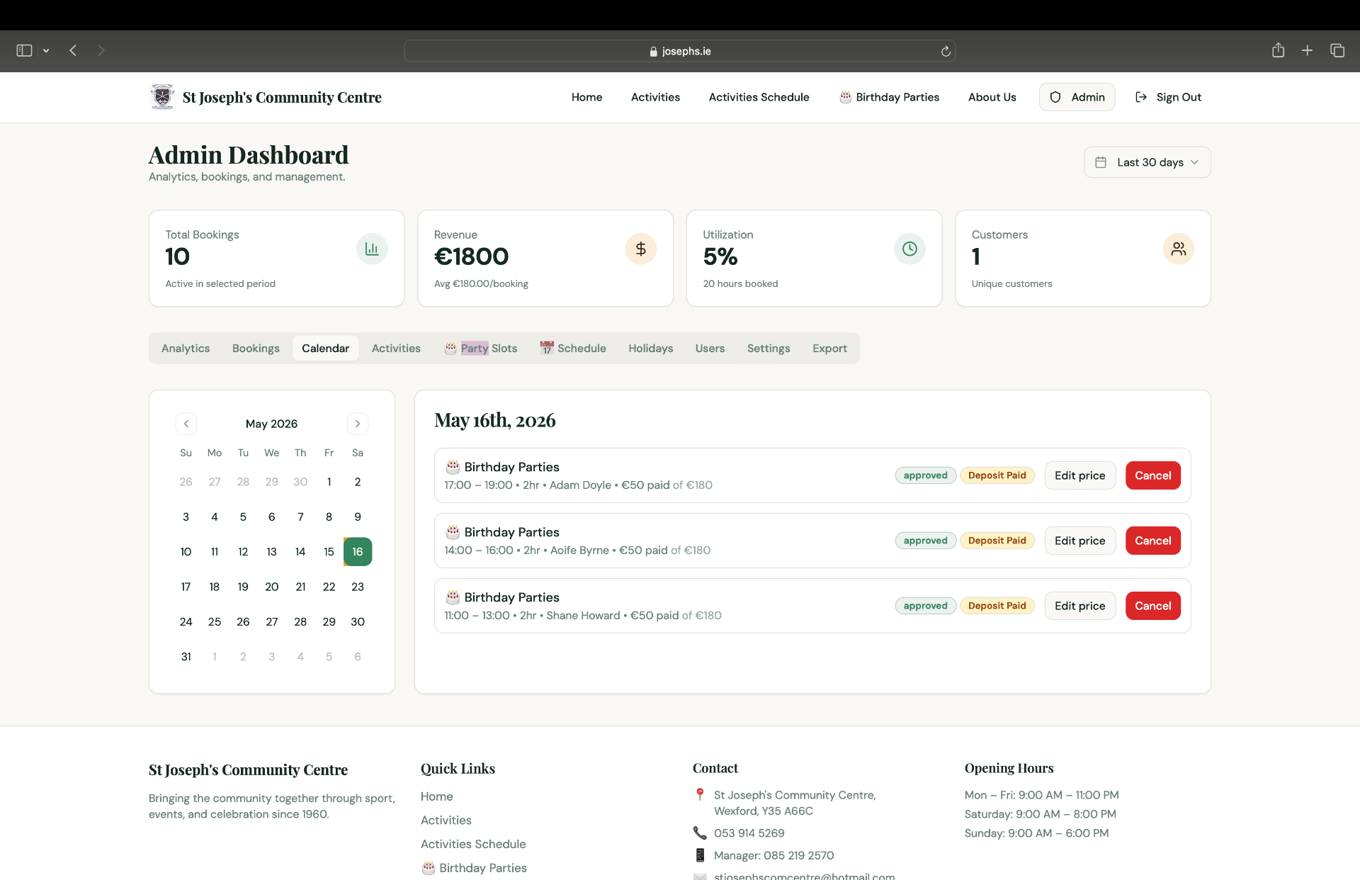 Calendar view
